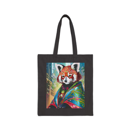 Cybernetic Red Panda Cotton Canvas Tote Bag