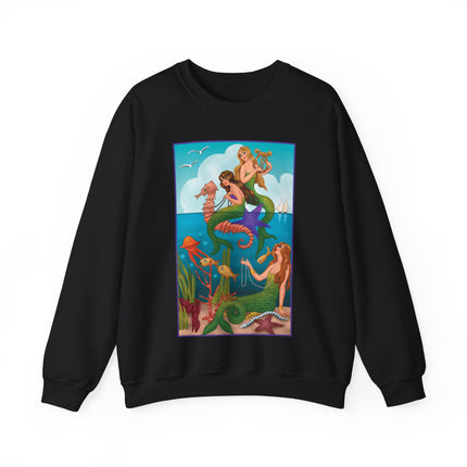 Three Mermaids with Strings of Pearls by Carlo Chiostri Heavy Blend™ Crewneck Sweatshirt