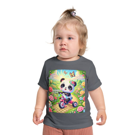 Panda’s Garden Ride Baby T-Shirt – Playful Adventure in Bloom