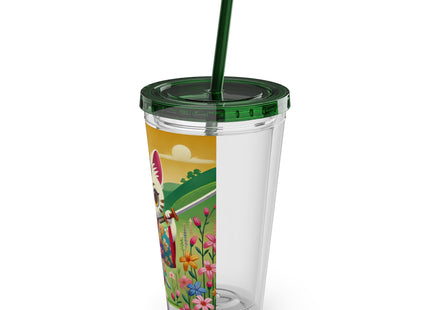 Samurai Kitten Sunsplash Tumbler with Straw, 16oz