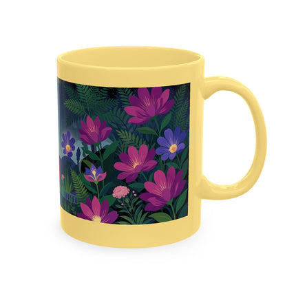 🌙🌺 The Lady Of The Midnight Flower Garden Ceramic Mug – Art Deco Floral Elegance