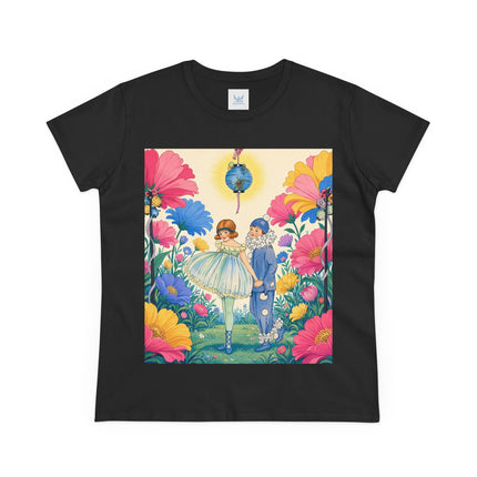 🌸🏮 The Lantern Garden Stroll Cotton Tee – Art Deco Floral Whimsy