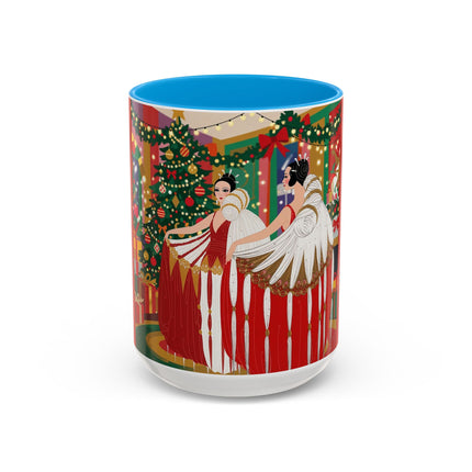 🎄💃 The Christmas Mirror Duet Colorful Mug – Art Deco Holiday Elegance
