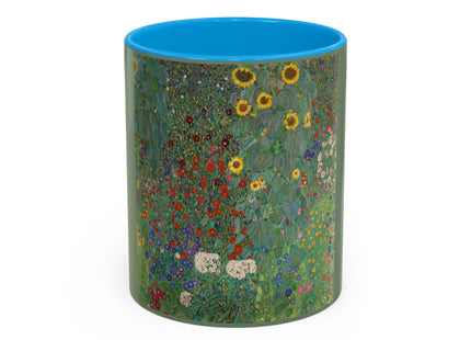 Farm Garden with Sunflowers by Gustav Klimt Colorful Mugs (11oz, 15oz)
