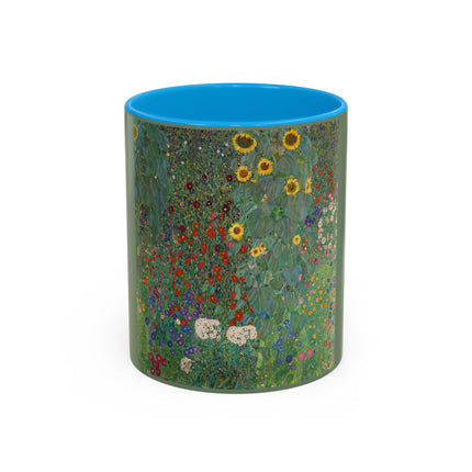 Farm Garden with Sunflowers by Gustav Klimt Colorful Mugs (11oz, 15oz)