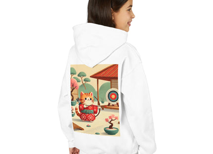 Archer Kitten in the Zen Garden Youth Heavy Blend Hooded Sweatshirt