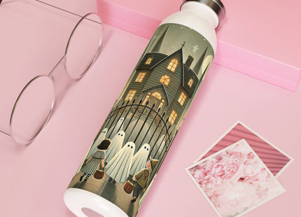 Ghostly Welcome – A Halloween Night Slim Water Bottle