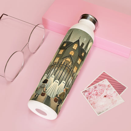 Ghostly Welcome – A Halloween Night Slim Water Bottle
