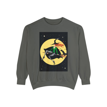 A Witch’s Moonlit Flight Unisex Garment-Dyed Sweatshirt