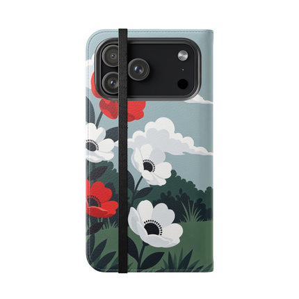 🌺🎩 The Ladies Of The Scarlet Garden Flip Case – Art Deco Floral Adventure