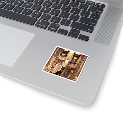 🐱🏛️ Egyptian Priestess Cats Kiss-Cut Sticker – Temple Guardians & Ancient Grace