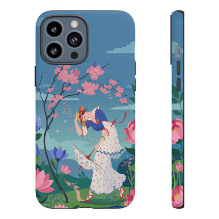 🌸☂️ The Lady Of The Falling Blossoms Phone Case – Art Deco Garden Whimsy