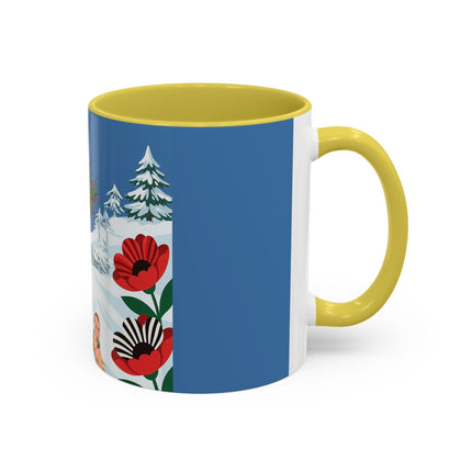 🎿🎄 The Christmas Holly Skier Colorful Mug – Whimsical Holiday Fantasy