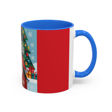 ❤️ The Lady Of The Crimson Scarf Colorful Mug – Art Deco Christmas Elegance