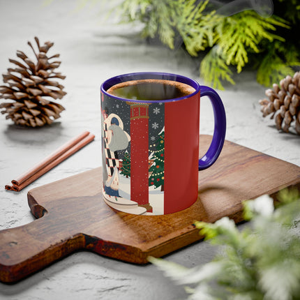 ❄️✨ The Winter Couture Promenade Colorful Mug – Art Deco Holiday Elegance