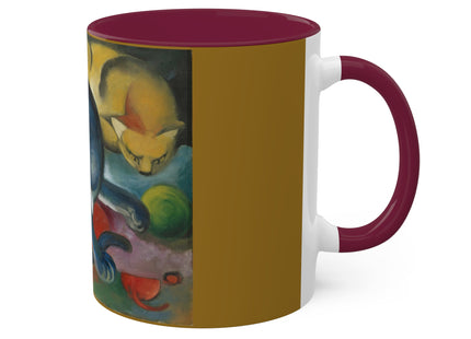 Two Cats, Blue and Yellow by Franz Marc Colorful Mugs, 11oz
