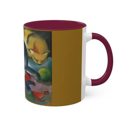 Two Cats, Blue and Yellow by Franz Marc Colorful Mugs, 11oz