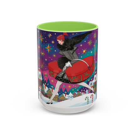 🎁✨ The Lady Of The Christmas Hatbox Colorful Mug – Art Deco Holiday Fantasy