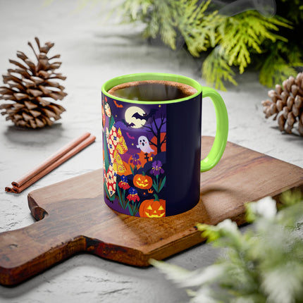🌙🎃 The Moonlit Garden Masquerade Colorful Mug – Floral Halloween Charm
