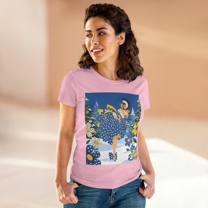 ❄️💙 The Bluebell Christmas Promenade Cotton Tee – Art Deco Holiday Elegance