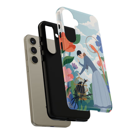 🦜🌺 The Lady Of The Garden Aviary Phone Case – Art Deco Floral Whimsy