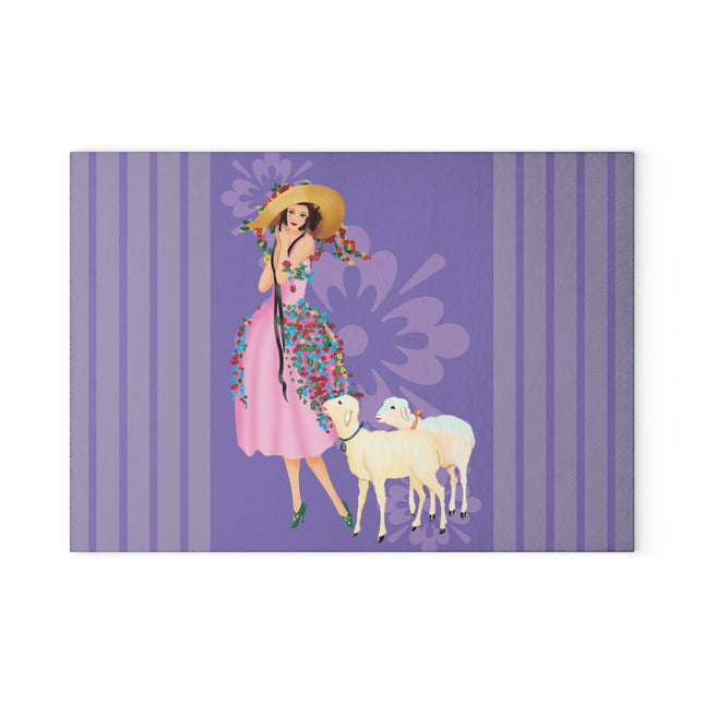Easter Elegance Glass Cutting Board
