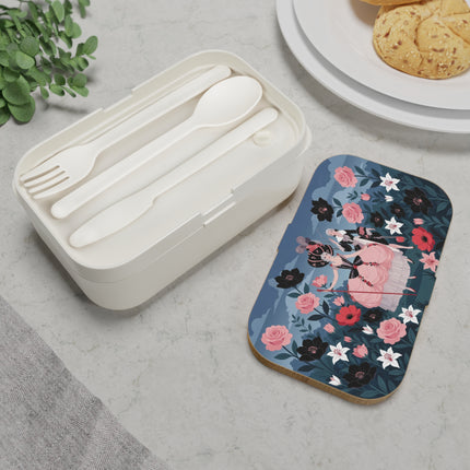 🌹🎭 The Rose Masquerade Promenade Bento Lunch Box – Art Deco Floral Elegance