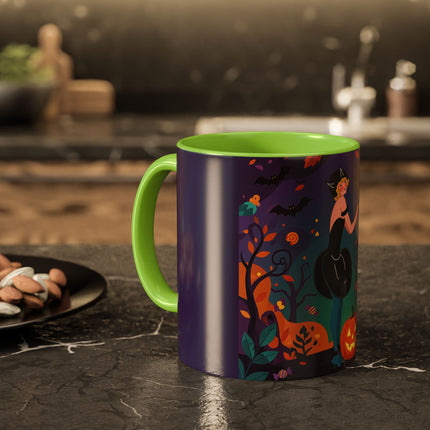 🐈‍⬛🎃 The Midnight Black Cat Masquerade Colorful Mug – Whimsical Halloween Elegance