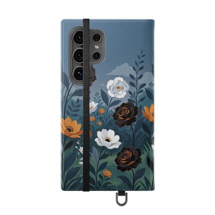 🌹💧 The Midnight Garden Keeper Flip Case – Art Deco Floral Fantasy