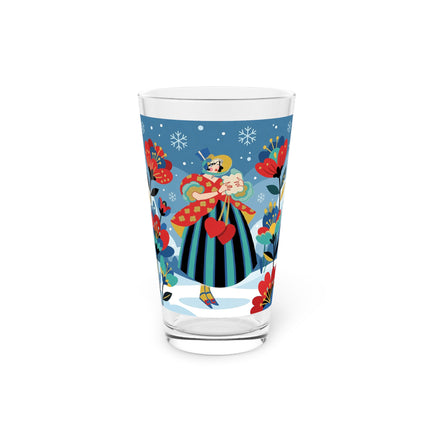 ❤️❄️ The Winter Heart Messenger Pint Glass – Art Deco Snow Garden Fantasy