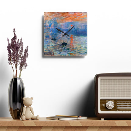 Sunrise by Claude Monet Acrylic Wall Clock, Round and Square
