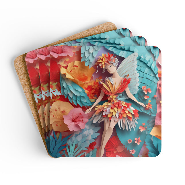 Hibiscus Fairy Corkwood Coaster Set