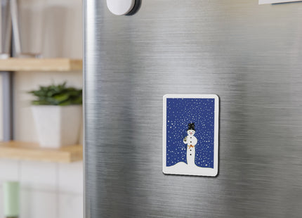 Snowman in Falling Snow Die-Cut Magnets (5 Sizes)