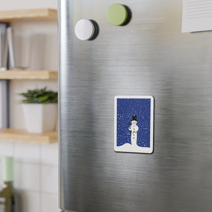 Snowman in Falling Snow Die-Cut Magnets (5 Sizes)