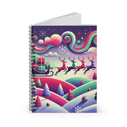 Festive Reindeer Flight Spiral Notebook - Ruled Line