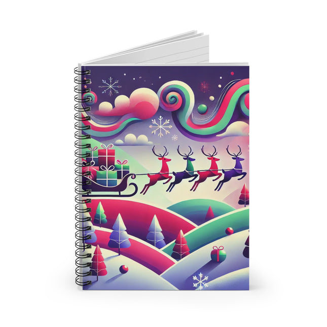 Festive Reindeer Flight Spiral Notebook - Ruled Line