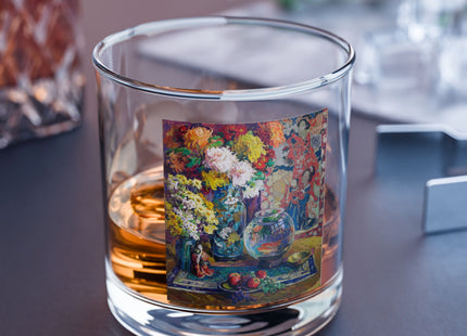 Fish, Fruits, and Flowers by Kathryn E. Cherry Latte Rocks Glass, 10oz