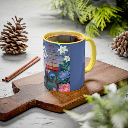 Whispers to the Golden Songbird Colorful Mugs – Art Deco Garden Elegance