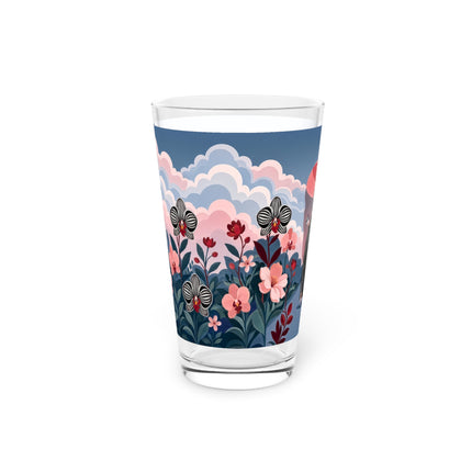 🌸🖤 The Striped Orchid Promenade Pint Glass – Art Deco Floral Fashion