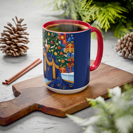 👑🎄 The Christmas Queen Of Golden Bells Colorful Mug – Art Deco Holiday Elegance