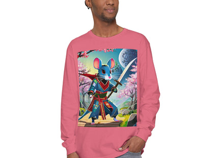 Cyber Samurai Rat Garment-dyed Long Sleeve T-Shirt