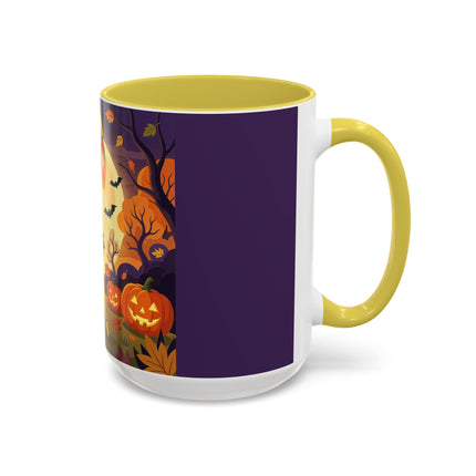 🌕🍂 Autumn Song Beneath The Harvest Moon Colorful Mug – Whimsical Halloween Charm