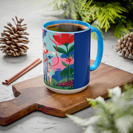The Lady Of The Scarlet Bow Colorful Mugs – Art Deco Botanical Archer Elegance