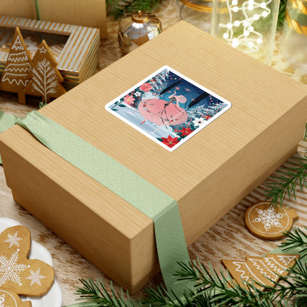 🎠❄️ The Christmas Carousel Dream Kiss-Cut Sticker – Art Deco Holiday Fantasy