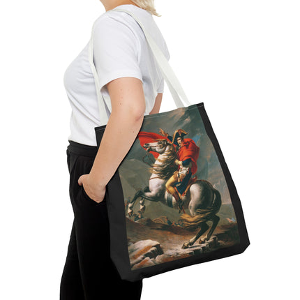 Napoleon Crossing the Alps by Jacques-Louis David Tote Bag (AOP)