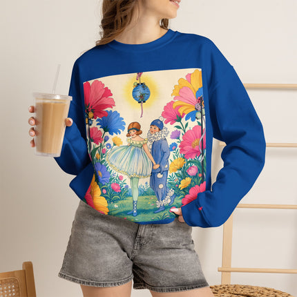 🌸🏮 The Lantern Garden Stroll Crewneck Sweatshirt – Art Deco Floral Whimsy
