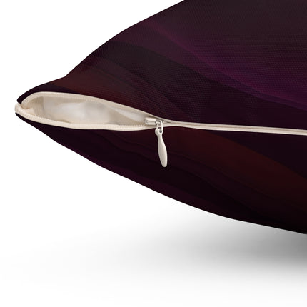 Wave Pattern with Intertwined Hues of Orange, Rose, Maroon, and Purple Spun Polyester Square Pillow
