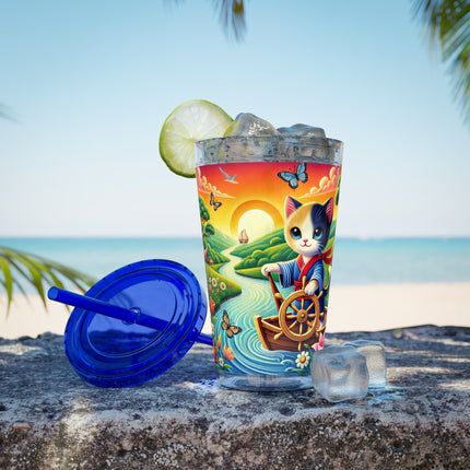 Sailor Kitten’s River Adventure Sunsplash Tumbler with Straw, 16oz