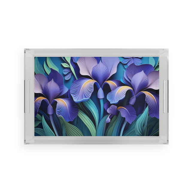 Deep Purple Irises Acrylic Serving Tray