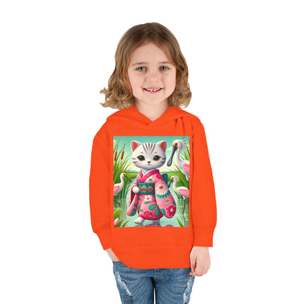 Geisha Kitten Strolls Among the Spoonbills Toddler Pullover Fleece Hoodie